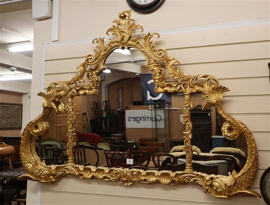 A French style gilt rococo wall mirror W.160cm